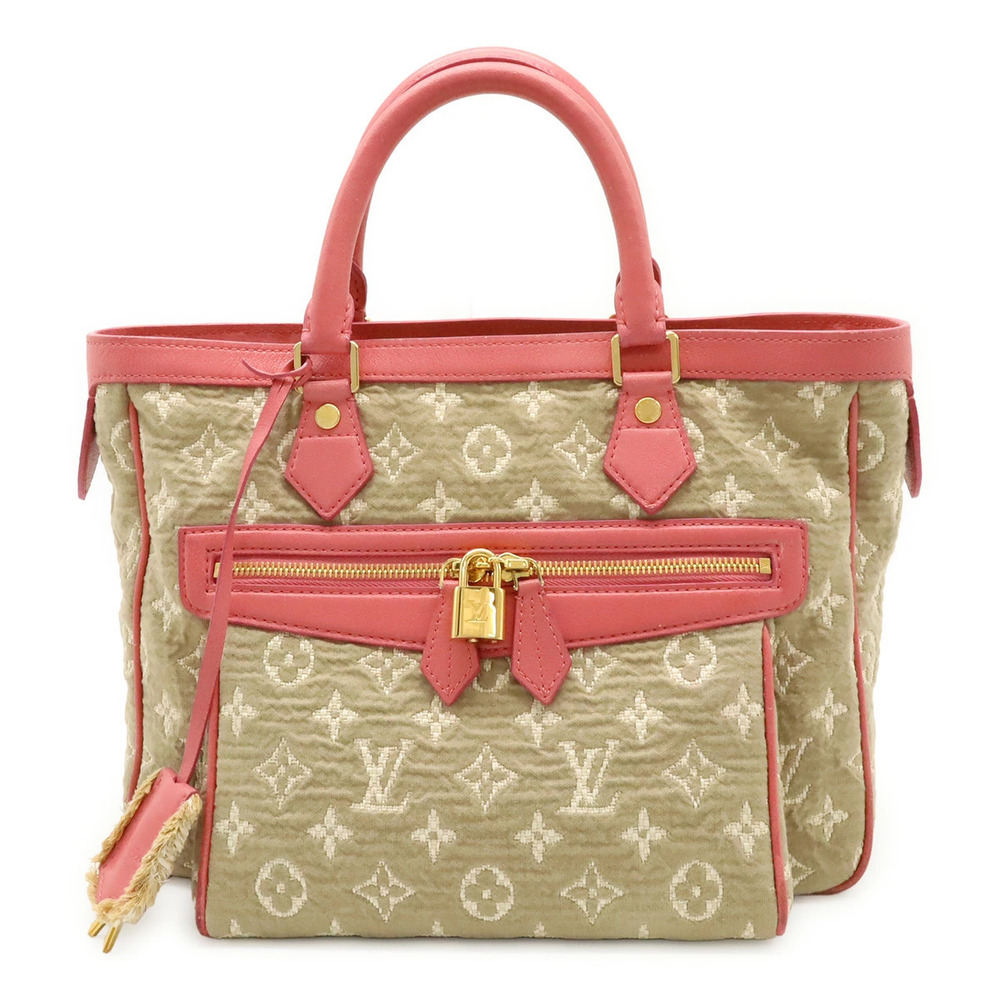 LOUIS VUITTON Monogram Sabia Cabas Handbag Tote Bag Beige Cream Rose Pink